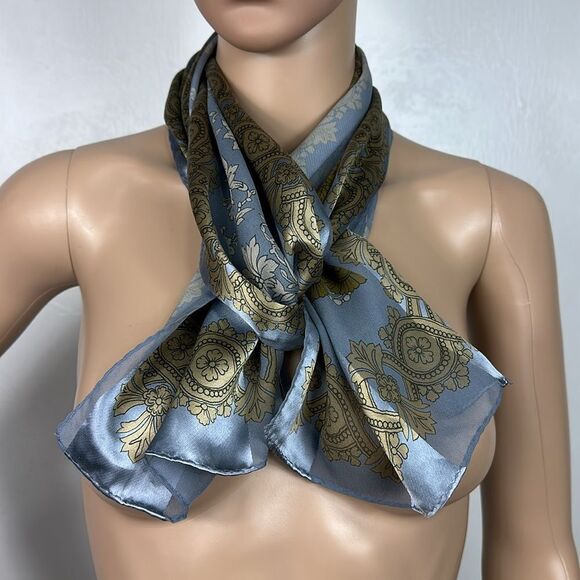 100% Silk Elegant Floral Rectangle Lightweight Scarf - Picture 1 of 6